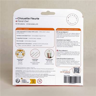 KIT BRODERIE AVEC TAMBOUR 15 CM - CHOUETTE FLEURIE Broderie MILPOINT 