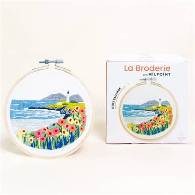 KIT BRODERIE AVEC TAMBOUR 15 CM - COTE SAUVAGE Broderie MILPOINT 