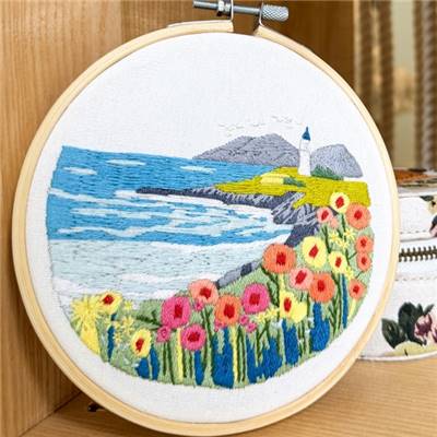 KIT BRODERIE AVEC TAMBOUR 15 CM - COTE SAUVAGE Broderie MILPOINT 