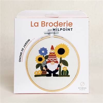 KIT BRODERIE AVEC TAMBOUR 15 CM - GNOME DE JARDIN Broderie MILPOINT 