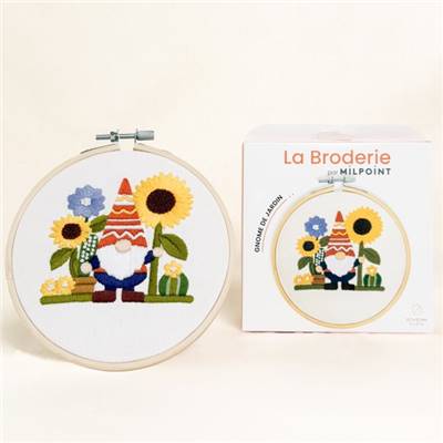 KIT BRODERIE AVEC TAMBOUR 15 CM - GNOME DE JARDIN Broderie MILPOINT 