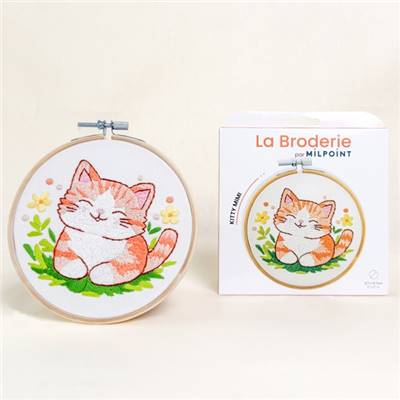 KIT BRODERIE AVEC TAMBOUR 15 CM - KITTY MIMI Broderie MILPOINT 