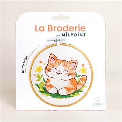 KIT BRODERIE AVEC TAMBOUR 15 CM - KITTY MIMI Broderie MILPOINT 