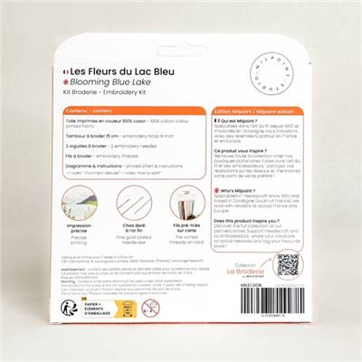 KIT BRODERIE AVEC TAMBOUR 15 CM - LES FLEURS DU LAC BLEU Broderie MILPOINT 