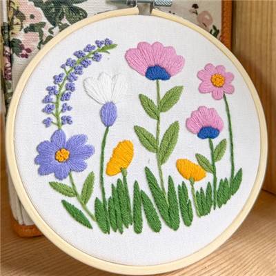KIT BRODERIE AVEC TAMBOUR 15 CM - PRAIRIE PASTEL Broderie MILPOINT 