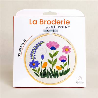 KIT BRODERIE AVEC TAMBOUR 15 CM - PRAIRIE PASTEL Broderie MILPOINT 