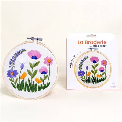 KIT BRODERIE AVEC TAMBOUR 15 CM - PRAIRIE PASTEL Broderie MILPOINT 