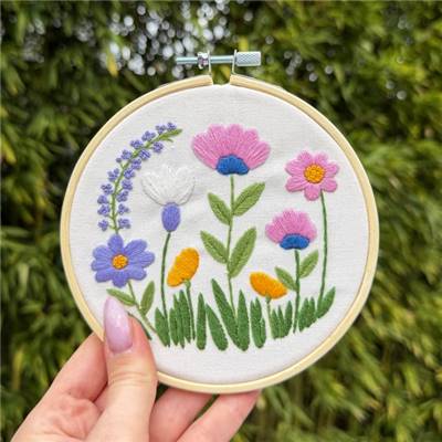 KIT BRODERIE AVEC TAMBOUR 15 CM - PRAIRIE PASTEL Broderie MILPOINT 