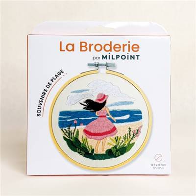 KIT BRODERIE AVEC TAMBOUR 15 CM - SOUVENIRS DE PLAGE Broderie MILPOINT 