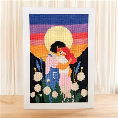 KIT CANEVAS COMPLET - DESSIN 20 X 30 CM - AMOURS LUNAIRES Broderie MILPOINT 
