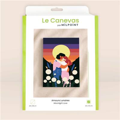 KIT CANEVAS COMPLET - DESSIN 20 X 30 CM - AMOURS LUNAIRES Broderie MILPOINT 