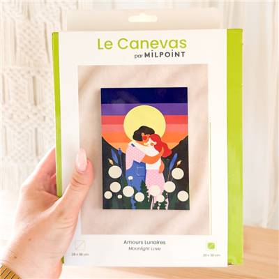 KIT CANEVAS COMPLET - DESSIN 20 X 30 CM - AMOURS LUNAIRES Broderie MILPOINT 