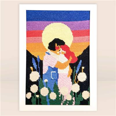 KIT CANEVAS COMPLET - DESSIN 20 X 30 CM - AMOURS LUNAIRES Broderie MILPOINT 