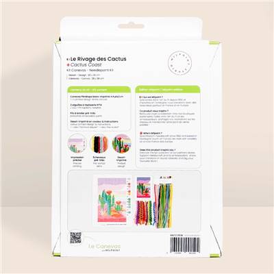 KIT CANEVAS COMPLET - DESSIN 20 X 30 CM - LE RIVAGE DES CACTUS Broderie MILPOINT 