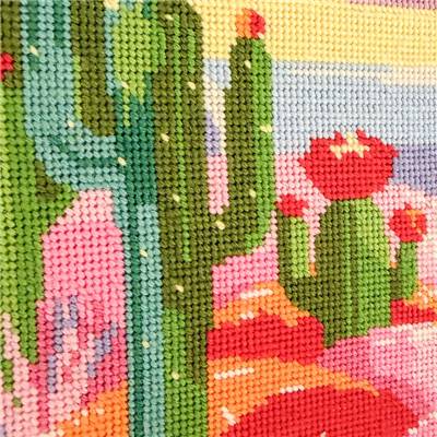 KIT CANEVAS COMPLET - DESSIN 20 X 30 CM - LE RIVAGE DES CACTUS Broderie MILPOINT 