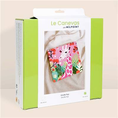 KIT CANEVAS COMPLET - DESSIN 30 X 30 CM - GIRAFE POP Broderie MILPOINT 