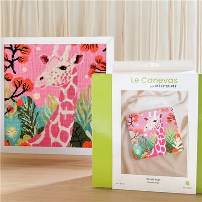 KIT CANEVAS COMPLET - DESSIN 30 X 30 CM - GIRAFE POP Broderie MILPOINT 