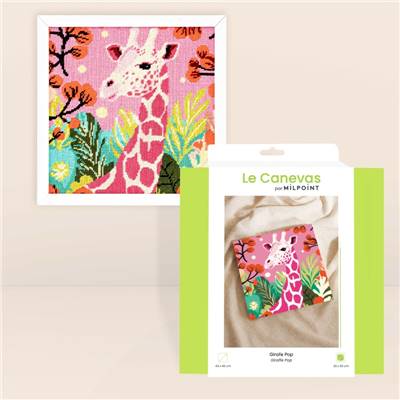 KIT CANEVAS COMPLET - DESSIN 30 X 30 CM - GIRAFE POP Broderie MILPOINT 