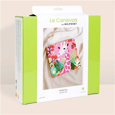 KIT CANEVAS COMPLET - DESSIN 30 X 30 CM - GIRAFE POP Broderie MILPOINT 