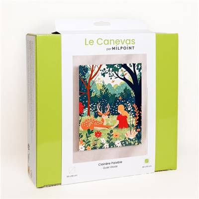 KIT CANEVAS COMPLET - DESSIN 40 X 50 CM - CLAIRIERE PAISIBLE Broderie MILPOINT 