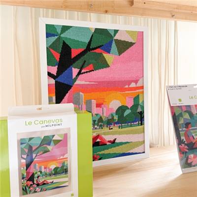 KIT CANEVAS COMPLET - DESSIN 40 X 50 CM - PARC AU CREPUSCULE Broderie MILPOINT 