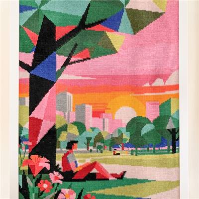 KIT CANEVAS COMPLET - DESSIN 40 X 50 CM - PARC AU CREPUSCULE Broderie MILPOINT 