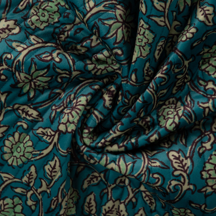 Matelassée Flowers & Abstract Petrol Tissus Quality Textiles 