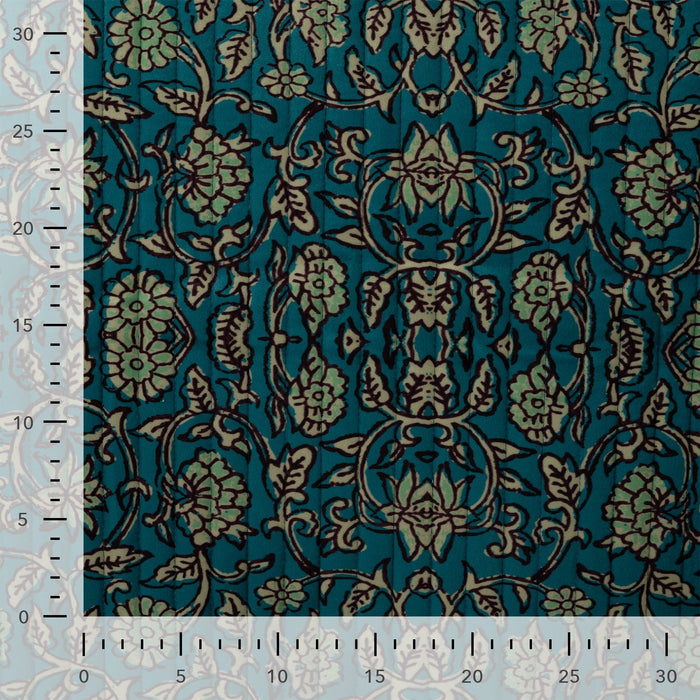 Matelassée Flowers & Abstract Petrol Tissus Quality Textiles 