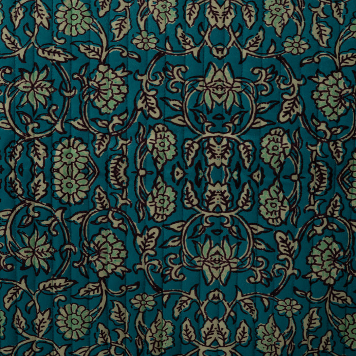 Matelassée Flowers & Abstract Petrol Tissus Quality Textiles 