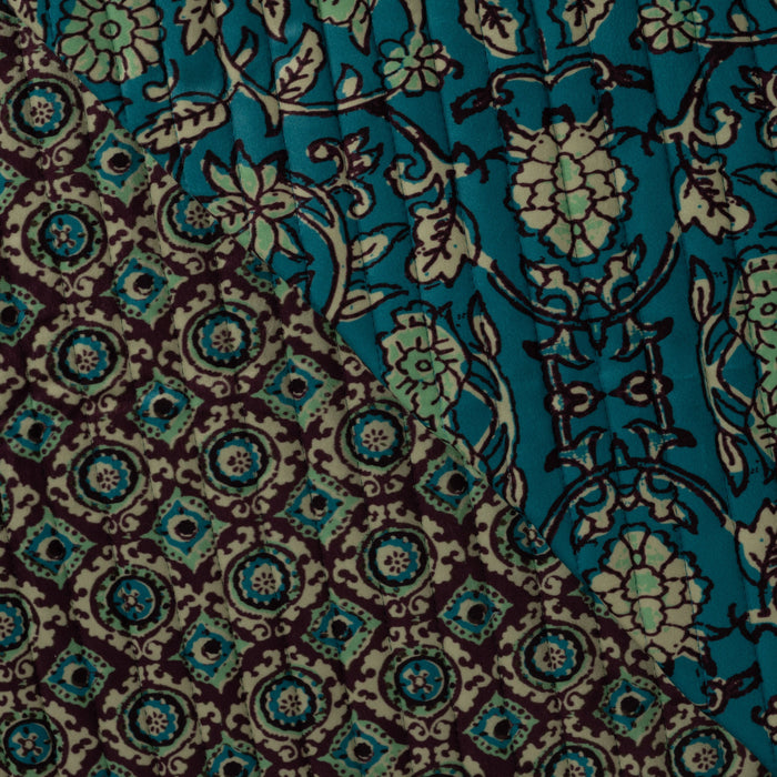 Matelassée Flowers & Abstract Petrol Tissus Quality Textiles 