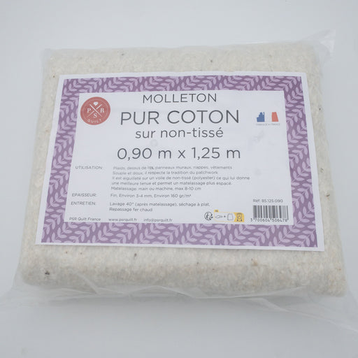 Molleton - Pur coton sur intissé ecru 0.90 x 1.25m Mercerie PSR Quilt 