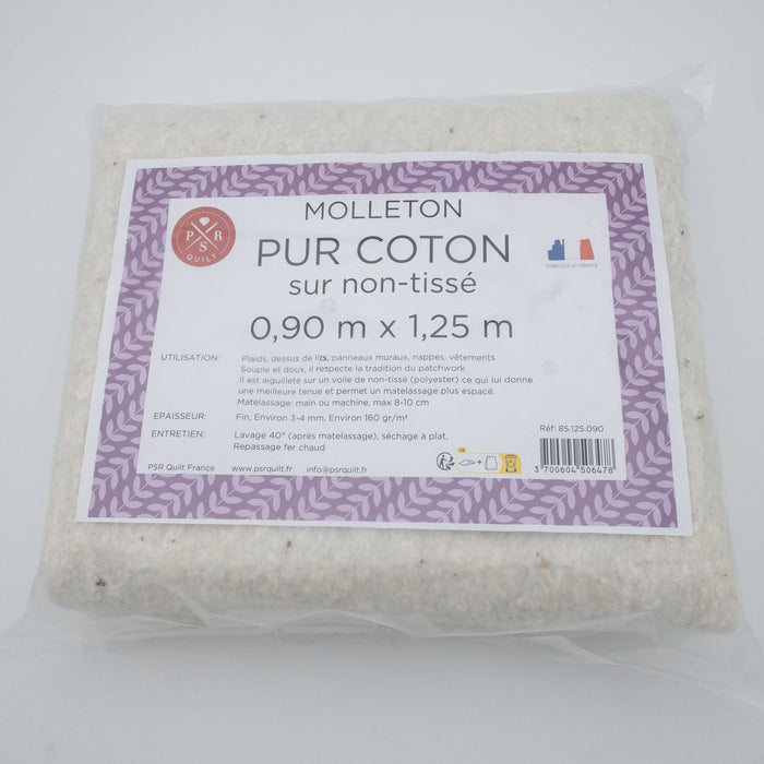 Molleton - Pur coton sur intissé ecru 0.90 x 1.25m Mercerie PSR Quilt 