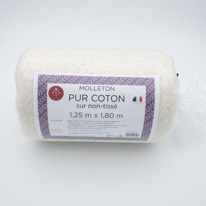 Molleton - Pur coton sur non tissé ecru 1.25 x 1.80m Mercerie PSR Quilt 