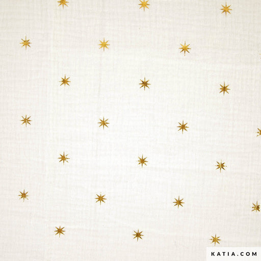 Mousseline douce avec des étoiles dorées Tissus Katia 