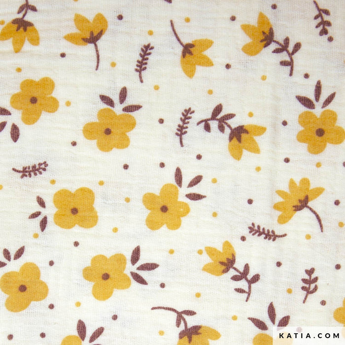 MOUSSELINE PRINT Reindeer Flowers Tissus Katia 