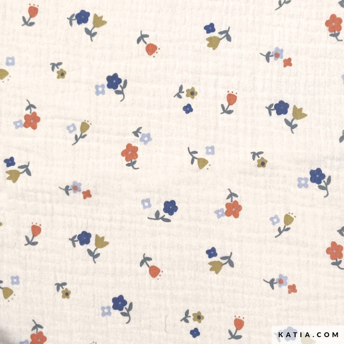 MOUSSELINE PRINT Stand Right Flowers Tissus Katia 
