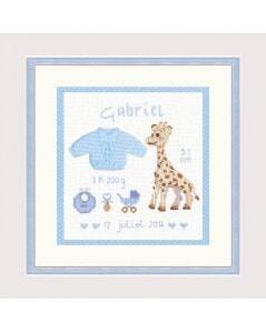 Naissance girafe bleu - Kit de broderie - Le bonheur des dames Broderie Le bonheur des dames 