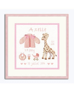 Naissance girafe rose - Kit de broderie - Le bonheur des dames Broderie Le bonheur des dames 