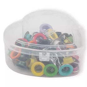 Œillets avec rondelles, multicolore, dans une boîte en forme de cœur Mercerie Prym 11mm 