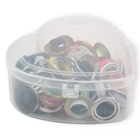 Œillets avec rondelles, multicolore, dans une boîte en forme de cœur Mercerie Prym 14mm 