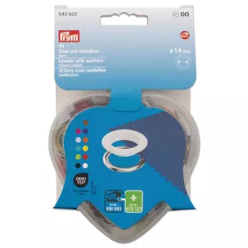 Œillets avec rondelles, multicolore, dans une boîte en forme de cœur Mercerie Prym 