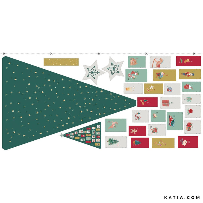 Panneau de tissu calendrier de l'Avent Retro Xmas Tissus Quality Textiles 