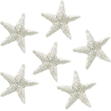 Patch - Ecusson 6 mini étoile argenté 1,2cm X 1,2cm Mercerie 3Bcom 