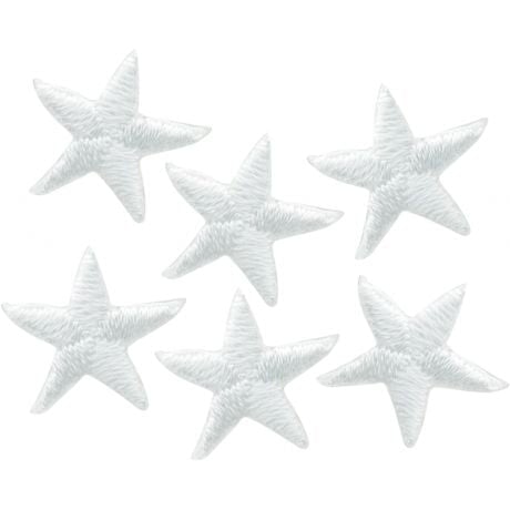 Patch - Ecusson 6 mini étoile blanche 1,2cm X 1,2cm Mercerie 3Bcom 