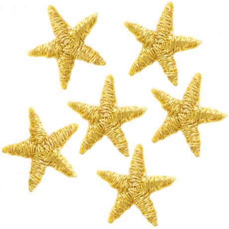 Patch - Ecusson 6 mini étoile Doré 1,2cm X 1,2cm Mercerie 3Bcom 