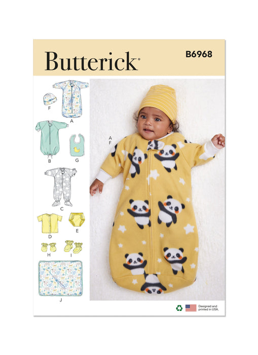 Patron Butterick - Bavoir, Chapeau, Chausson, Chemise, Combinaison, Couverture, Moufles Patron Butterick 