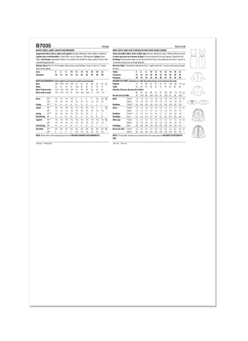 Patron Butterick - Cape, Ceinture, Jupe, Robe, Veste Patron Butterick 