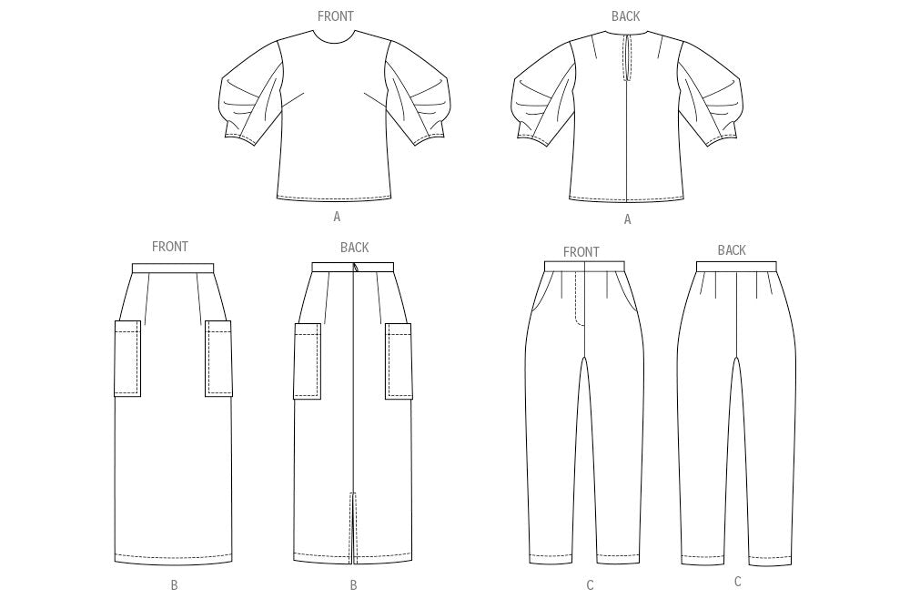 Patron Butterick - Ceinture, Haut, Jupe, Pantalon Patron Butterick 
