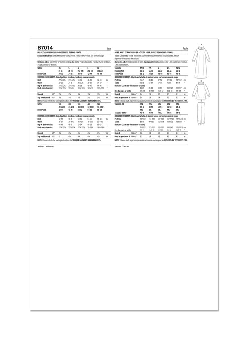 Patron Butterick - Ceinture, Haut, Pantalon, Robe Patron Butterick 