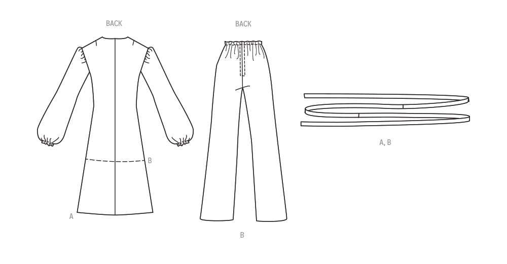 Patron Butterick - Ceinture, Haut, Pantalon, Robe, Tunique Patron Butterick 